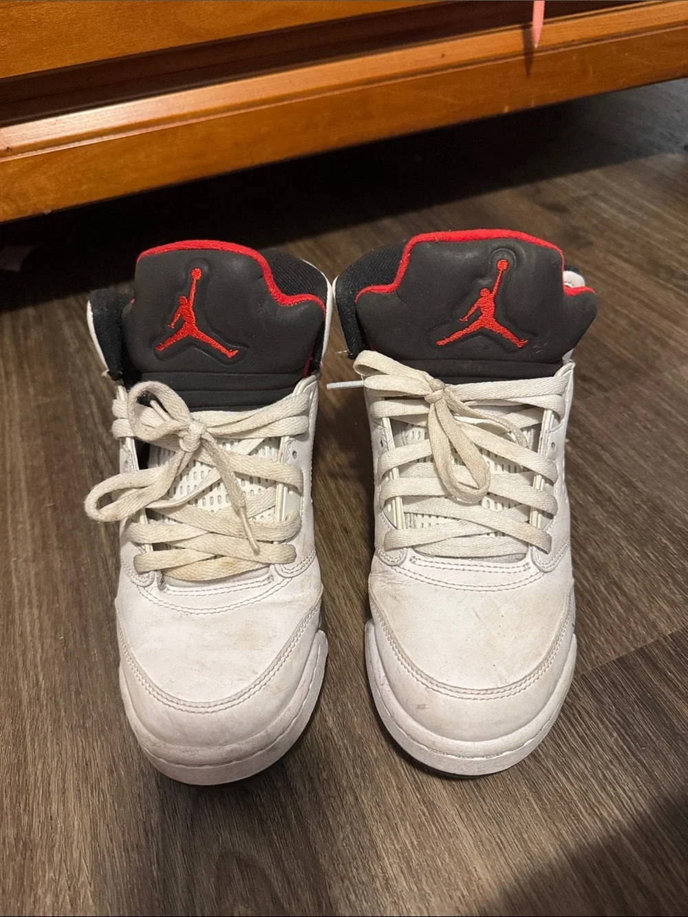 Jordan Kids White and Black Sneakers with Red Jumpman